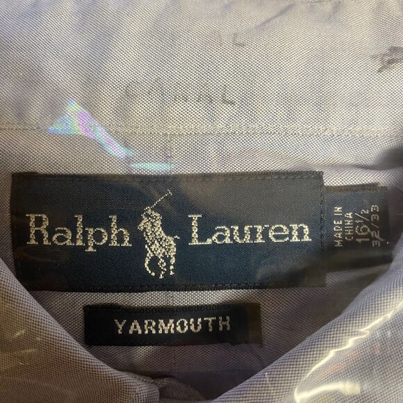 Ralph Lauren Shirt Yarmouth Men's 16.5 32-33 Blue Oxford Long Sleeve Button Down - Picture 6 of 16